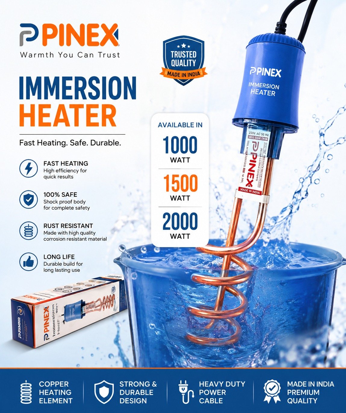 Pinex Immersion Heater – Copper Element