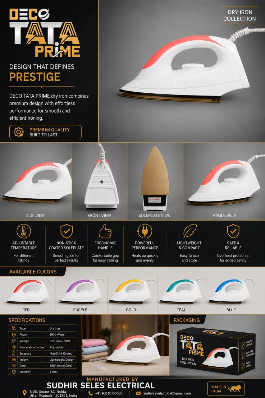 Deco Tata Prime Dry Iron — 1000W